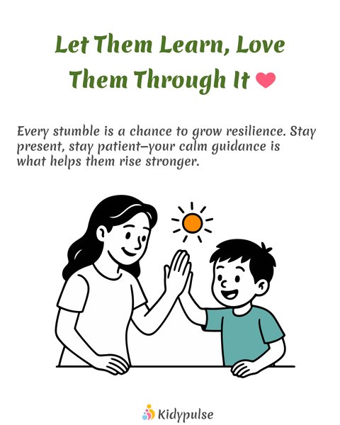 Parent and child high-fiving.