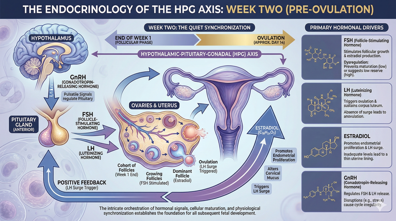 The Endocrinology of the Hypothalamic-Pituitary-Gonadal Axis infographic